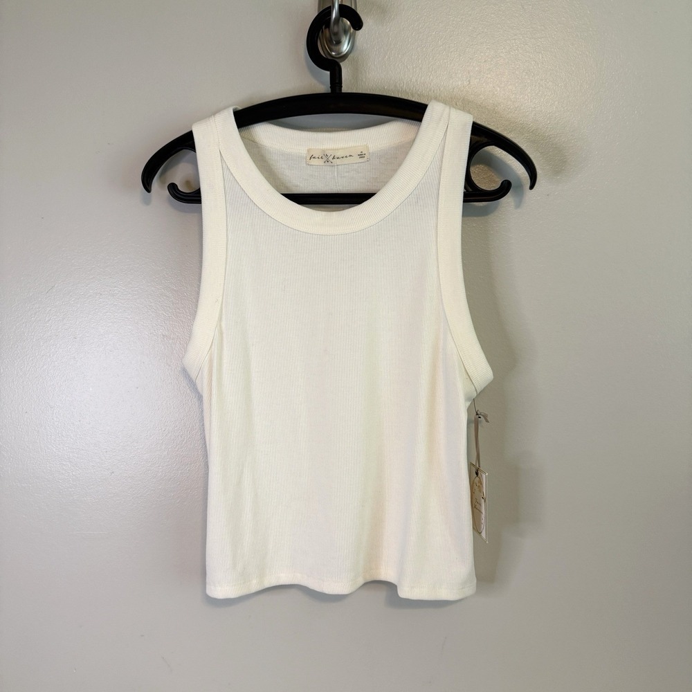 NWT Fair Haven White Sleeveless Tank Top XL Ribbed Comfort Gym Summer Casual